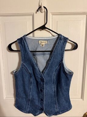 Madewell Dark Blue Denim Button Vest